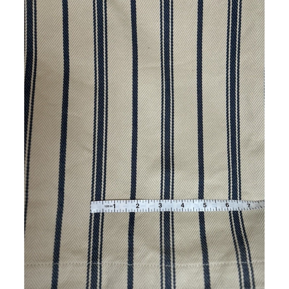 Pottery Barn Navy Blue Tan Stripe Cotton Twin Bedskirt Set 16" Drop Timeless - Picture 5 of 7